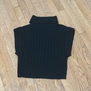 Black Ribbed Turtleneck Sweater Top Size Large